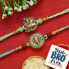eCraftIndia Set of 2 Ganesha & Radha Krishna Rakhis
