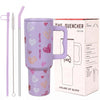 House of Quirk 1200ML Stainless Steel Tumbler with Handle - Mauve Heart
