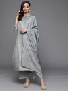 Libas Women Grey & Golden Kurta with Palazzos & Dupatta