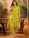 Sangria Women Floral Printed Cotton Kurta with Trousers