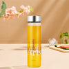 Borosil Roma Glass Bottle Wide Mouth Silver Lid 550ml