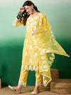 Sangria Embroidered Straight Kurta With Trouser & Dupatta