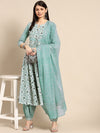 Anayna Women Green Ethnic Motifs Printed Pure Cotton Kurta with Salwar & Dupatta