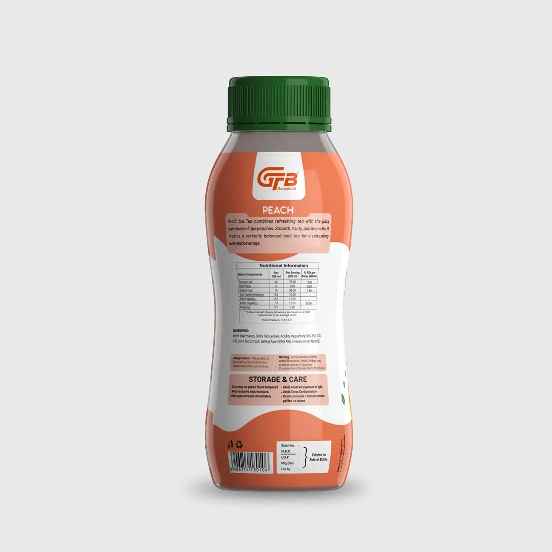 The Tea Planet Peach Ready to Drink Boba Tea 250ml (Case of 24) - Swadesii
