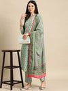 Anayna Women Floral Printed Pure Cotton Kurta with Trousers & With Dupatta