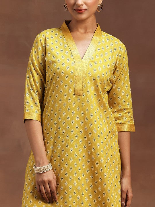 Libas Ethnic Motifs Printed Regular Pure Cotton Straight Kurta with Salwar & Dupatta