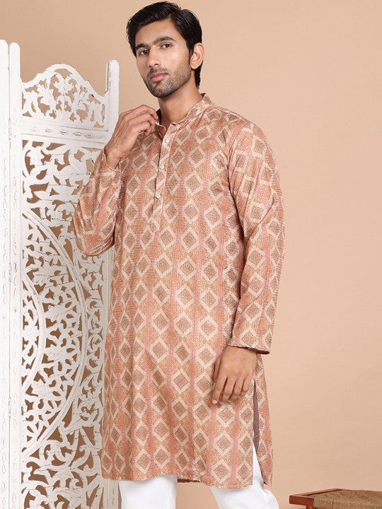 Men Geometric Printed Sequinned Kurta