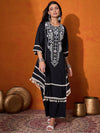 Sangria Floral Embroidered Regular A-Line Kurta with Palazzo
