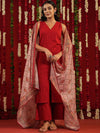 Anayna V-Neck Pure Cotton Straight Kurta with Palazzos & Dupatta