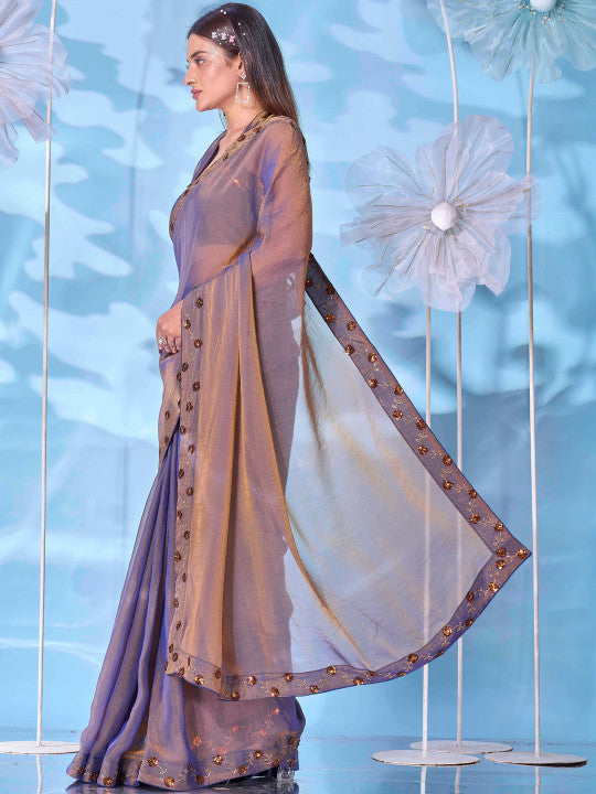 Tikhi Imli Embellished Sequinned Satin Heavy Work Saree