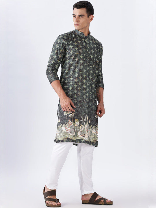 Men Ethnic Printed Mandarin Collar Kurta