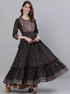 ISHIN Women Black Yoke Embellished Anarkali Kurta