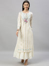 ISHIN Women Off White Lurex Embellished Layered Kurta