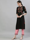 ISHIN Black Embroidered Kurta