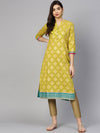 KSUT Green Printed Kurta