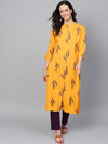 KSUT Yellow Printed Kurta