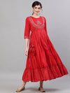 ISHIN Red Embroidered Kurta