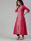 ISHIN Cotton Pink Embellished Anarkali Kurta