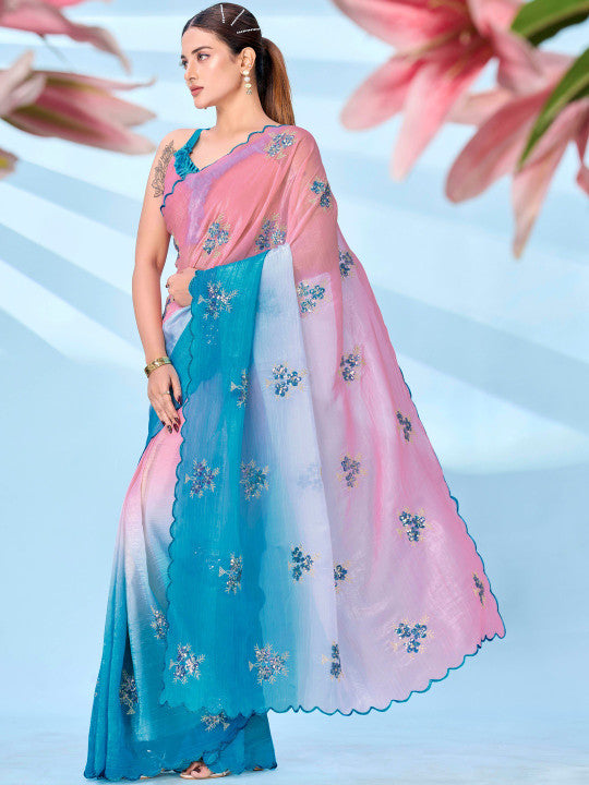 Tikhi Imli Floral Sequinned Designer Saree