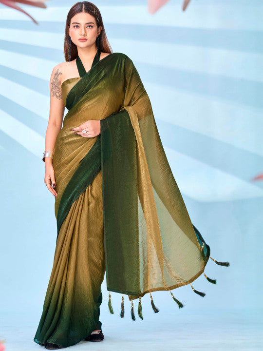Ombre Satin Designer Saree