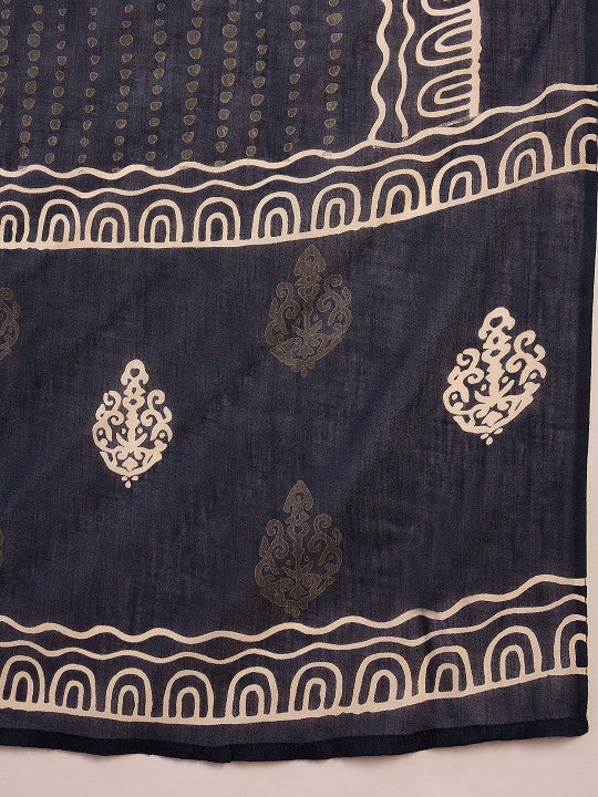 Sangria Floral Printed Kurta & Trousers With Dupatta