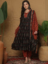 Sangria Women Ethnic Motifs Printed Cotton Anarkali Kurta with Trousers & Dupatta