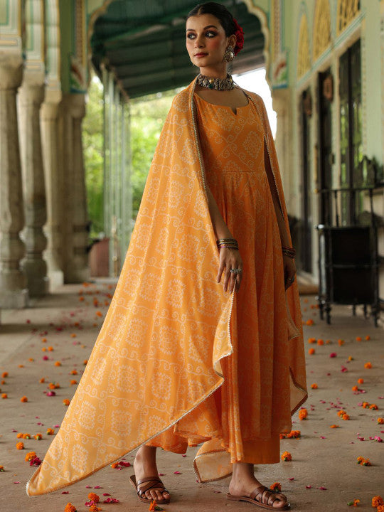Women Ethnic Motifs Printed Anarkali Kurta with Trousers & Dupatta