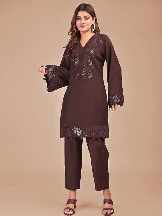 Embroidered Tunic With Trousers Co-Ords