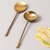 Nestroots Twisted Gold Serving Spoons Set of 2 Gold Finish