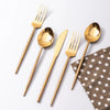 Nestroots Gold Flatware Set of 5 Premium Stainless Steel