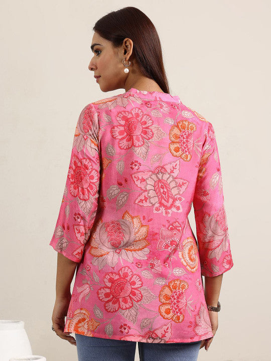 Women Mandarin Collar Printed Tunic
