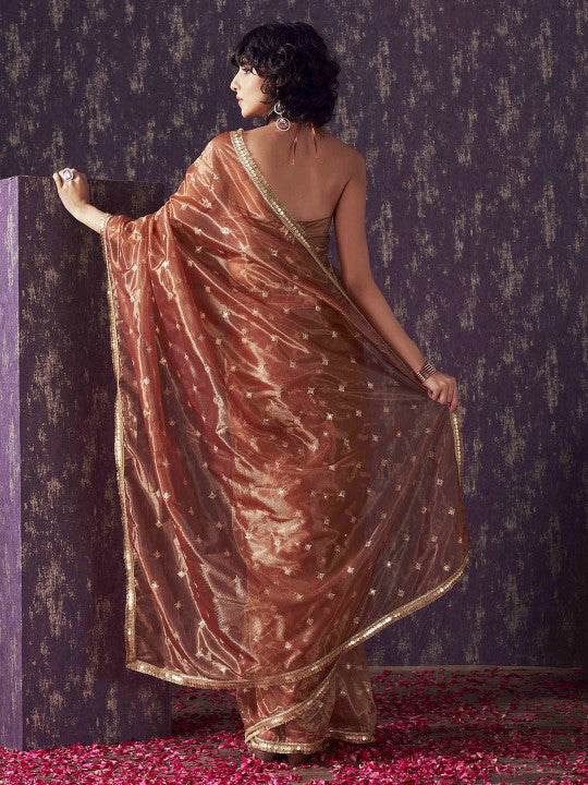 Tikhi Imli Embellished Sequinned shimmer net saree with sequence embroidery