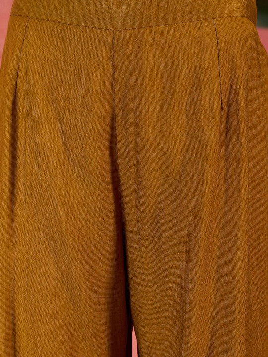 Sangria Embroidered Shoulder Straps Kurta With Trouser & Dupatta