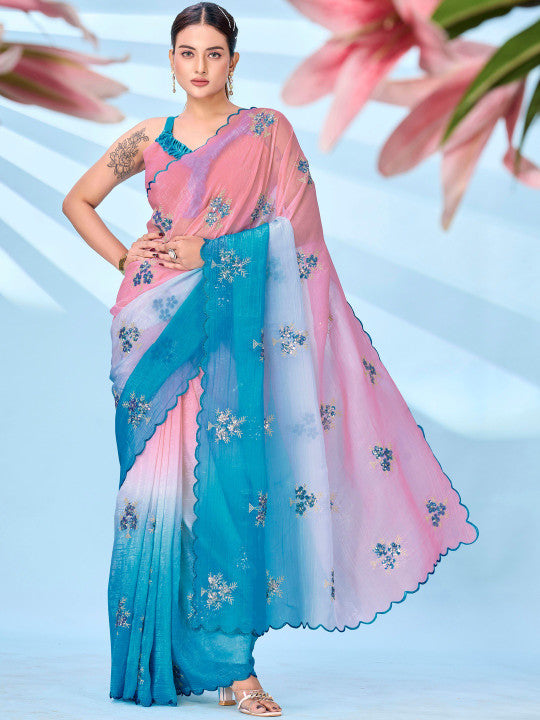 Tikhi Imli Floral Sequinned Designer Saree