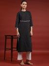 Anayna Women Striped Thread Work Kurta