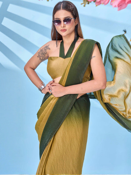 Ombre Satin Designer Saree