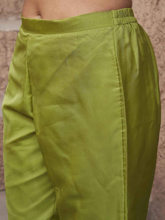 Tikhi Imli Women Floral Embroidered Regular Thread Work Kurta with Trousers & With Dupatta