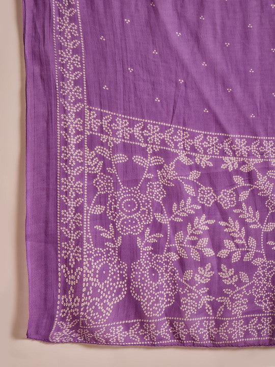 Sangria Women Thread Embroidered Pure Cotton Anarkali Kurta With Trousers & Dupatta