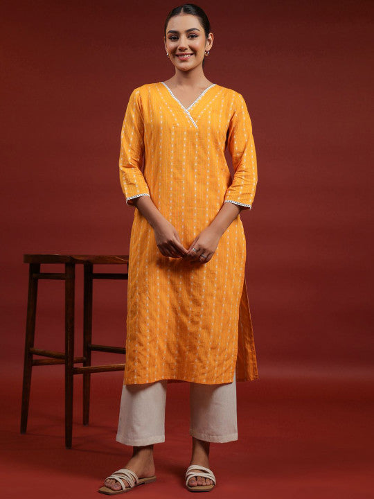 anayna Women Thread Work Dobby Kurta