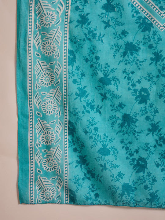 Sangria Women Floral Printed Cotton Kurta with Trousers & Dupatta