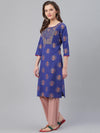 KSUT Blue Printed Straight Kurta