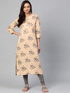 KSUT Beige Printed Straight Kurta