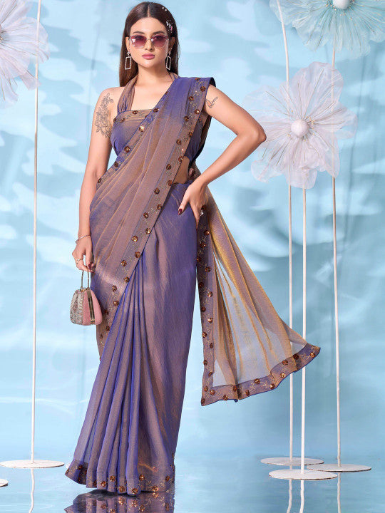 Tikhi Imli Embellished Sequinned Satin Heavy Work Saree