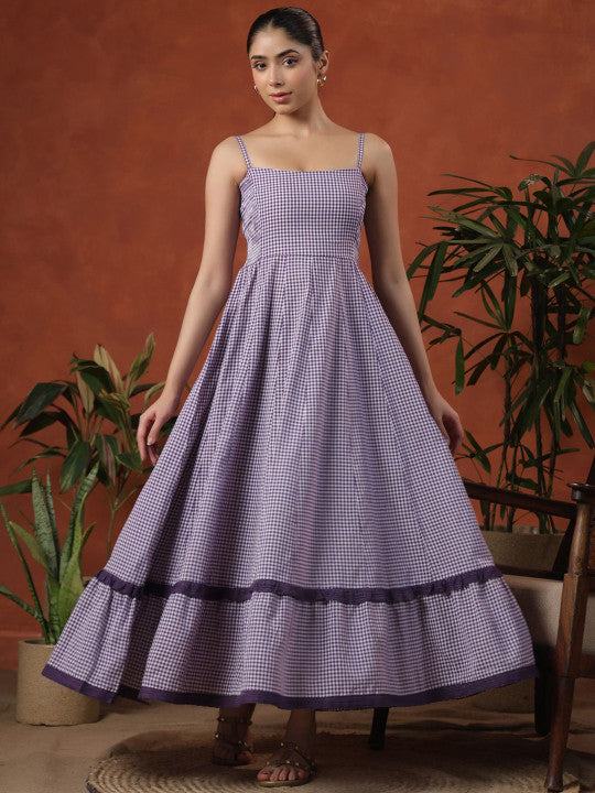 anayna Women's long dress with and ruffle detailing