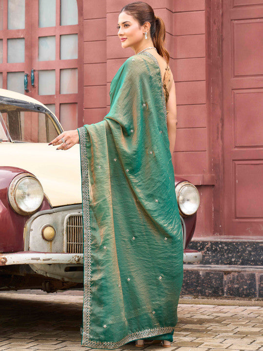 Tikhi Imli Embellished Sequinned Satin Designer Saree