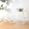 UMAI Borosilicate Glass Jug 1500ml + 2 Cups 400ml SS Lid Premium Housewarming Gift Pack