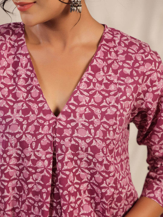 anayna Women Printed Empire Pure Cotton Kurta with Trousers