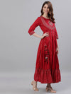 ISHIN Red Embroidered Kurta