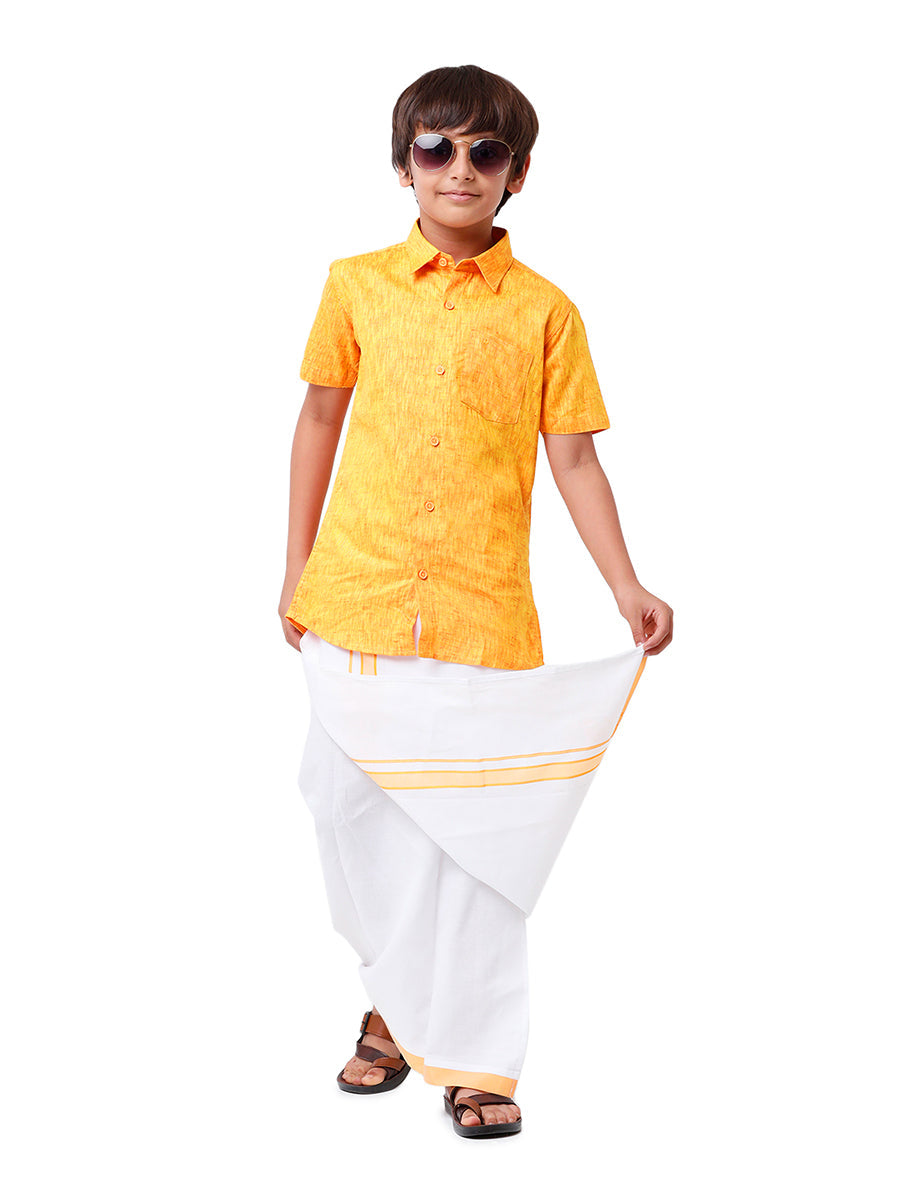 Ramraj Cotton Boys Matching Dhoti & Shirt Combo Pink OX33 - Swadesii