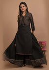 Kaajh Black Ethnic Jacket Kurta Sharara Set